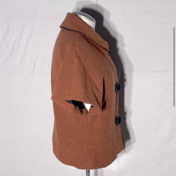 Iris Setlakwe Orange Wool Short Sleeve Button Up Blazer Jacket 8 - Picture 4 of 13